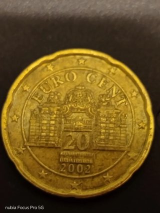 Moneda 20 céntimos Austria 2002