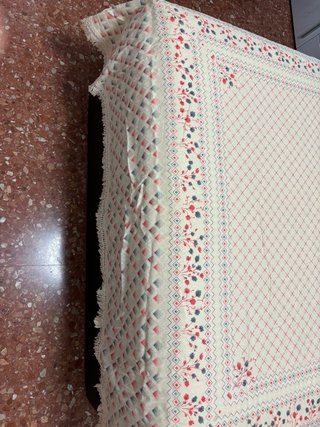 Colcha 90cm Beig Azull cama matrimonio Beig y Roja