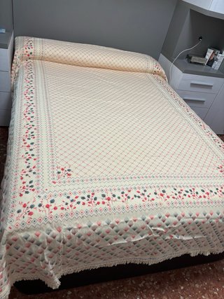 Colcha 90cm Beig Azull cama matrimonio Beig y Roja