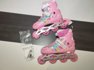 Patines en línea rosas con luces LED