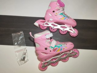 Patines en línea rosas con luces LED