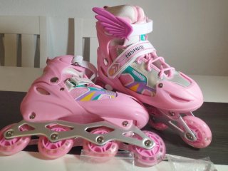 Patines en línea rosas con luces LED