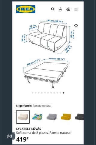 Sofá Cama Beige Tela y Metal