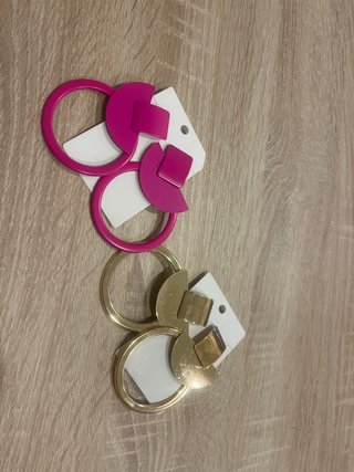 Pendientes Aro Geométricos Dorados y Fucsia