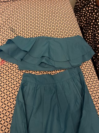 Conjunto falda larga  talla 36 y top talla M azul