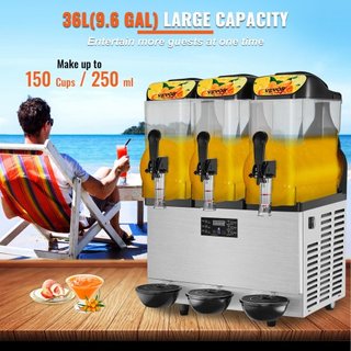 Máquina de Slushie Comercial, 3 x 12L / 3.2 Galón Triple Tazón, Salida de 72 Tazas, 220V 1300W Fabricante de Bebidas Congeladas de Margarita y Smoothie de Acero Inoxidable, Máquina de Slushie para...