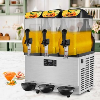 Máquina de Slushie Comercial, 3 x 12L / 3.2 Galón Triple Tazón, Salida de 72 Tazas, 220V 1300W Fabricante de Bebidas Congeladas de Margarita y Smoothie de Acero Inoxidable, Máquina de Slushie para...