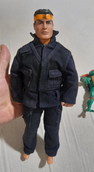Lote 3 figuras. Power Ranger, Action man, tortuga