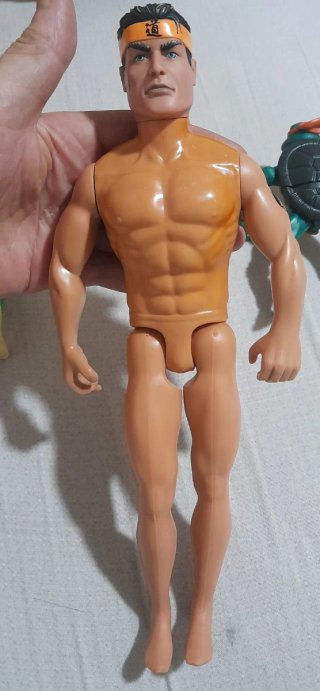 Lote 3 figuras. Power Ranger, Action man, tortuga
