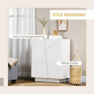 Mueble Multiusos de Aglomerado Blanco de 3 Niveles con Estante Regulable en 3 Niveles y Base Elevada, 70X40X88 Cm