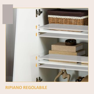 Mueble Multiusos de Aglomerado Blanco de 3 Niveles con Estante Regulable en 3 Niveles y Base Elevada, 70X40X88 Cm