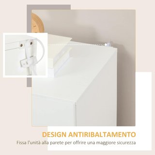 Mueble Multiusos de Aglomerado Blanco de 3 Niveles con Estante Regulable en 3 Niveles y Base Elevada, 70X40X88 Cm