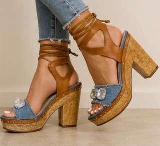 Tacones de plataforma vaqueros pedrería 37 nuevos