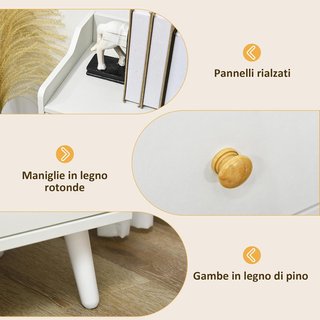 Credenza de Salón de Madera Con 3 Cajones Y 2 Armarios de 2 Niveles, Mueble de Salón Moderno Y Multiusos para Cocina, Comedor Y Entrada, 90X32X80 Cm, Blanco