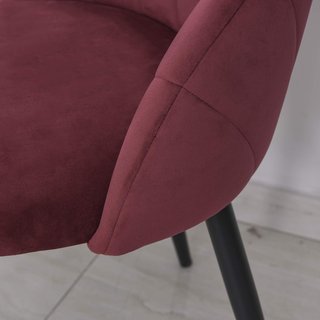 Juego de 2 Sillas de Comedor, Sillas de Cocina Modernas con Respaldo en Concha y Patas de Metal, Silla de Terciopelo con Acolchado para Cocina, Dormitorio, Oficina y Sala de Estar, Rojo Oscuro