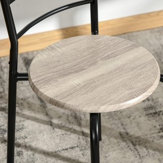 Conjunto de Comedor de 3 Piezas con 2 Sillas y 1 Mesa de Comedor Ovalada en MDF y Acero para Espacios Reducidos, Color Madera