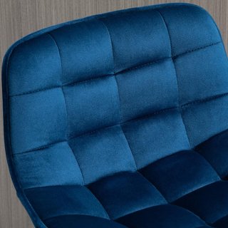 Set de 2 Taburetes Altos de Estilo Nórdico con Respaldo y Reposapiés, Taburetes con Respaldo de Tela Efecto Terciopelo y Metal, 45X47X88 Cm, Azul
