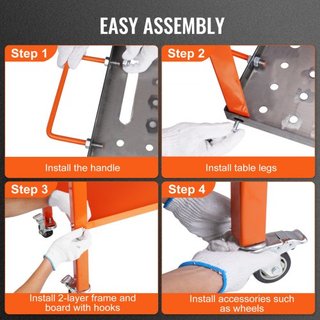 Mesa de Soldadura 91.4 cm x 45.7 cm, Capacidad de Carga de 544 kg Mesa de Trabajo de Soldadura de Acero sobre Ruedas, Banco de Trabajo Portátil de 2 Capas con Ruedas de Frenado, 4 Ranuras para Her...