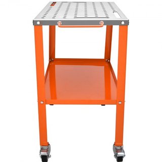 Mesa de Soldadura 91.4 cm x 45.7 cm, Capacidad de Carga de 544 kg Mesa de Trabajo de Soldadura de Acero sobre Ruedas, Banco de Trabajo Portátil de 2 Capas con Ruedas de Frenado, 4 Ranuras para Her...