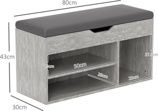 Zapatero Ahorrador de Espacio con Asiento, Mueble de Entrada con Zapatero, Con 3 Compartimentos, Asiento de Piel PU, para Sala de Estar y Pasillo, 80X30X43 Cm, Negro y Gris