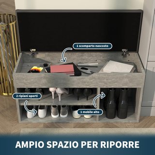 Zapatero Ahorrador de Espacio con Asiento, Mueble de Entrada con Zapatero, Con 3 Compartimentos, Asiento de Piel PU, para Sala de Estar y Pasillo, 80X30X43 Cm, Negro y Gris