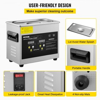 Limpiador Ultrasónico Mejorado de 3L (Calentador de 200W, Ultrasónico de 120W) Limpiador de Piezas de Laboratorio Digital Profesional con Temporizador de Calentador para Limpieza de Joyería y Gafas
