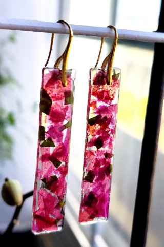 Pendientes buganvilla fucsia