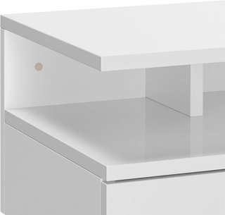 Juego de 2 Mesitas de Noche Suspendidas para Dormitorio, Mesitas de Noche Modernas, con Cajón y Estante Superior de Madera, 35X32X22.5Cm, Blanco Brillante
