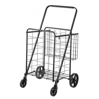 Carrito de Compras Plegable, Carrito de Compras Jumbo con Doble Cesta, Ruedas Giratorias de 360°, Carrito de Utilidad de Alta Resistencia, Carrito de Utilidad de Gran Capacidad de 110 LBS para Lav...