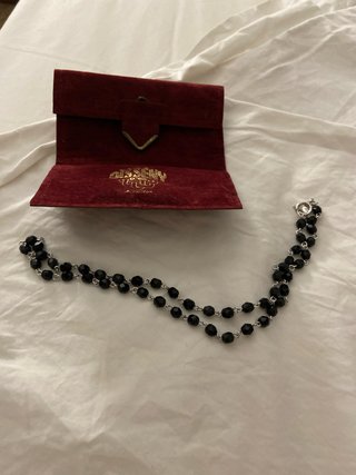 Collar Onix Piedras Negras y Cadena Plata