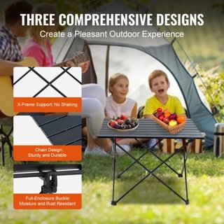 Mesa de Camping Plegable, Mesas Laterales Portátiles para Exterior, Mesa Ligera Plegable, Mesa de Trabajo Ultra Compacta de Aleación de Aluminio con Bolsa de Transporte, Para Cocinar, Playa, Picni...