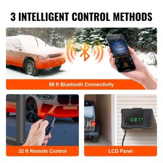 Control de Aplicación Bluetooth Calentador de Aire Diésel, Calentador Diésel de 12V 2KW con Ajuste Automático de Altitud, Control Remoto y LCD, Calentador Diésel para RV Remolque Camper Furgoneta ...