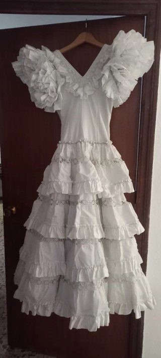 Vestido Flamenco Blanco Volantes