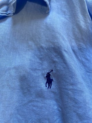 Camisa Lino Ralph Lauren Azul