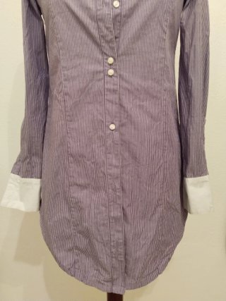 Camisa Rayas Morado y Blanco Mujer
