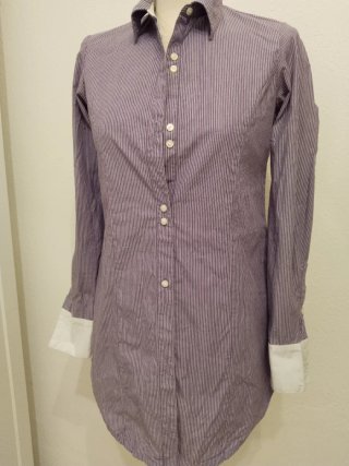 Camisa Rayas Morado y Blanco Mujer