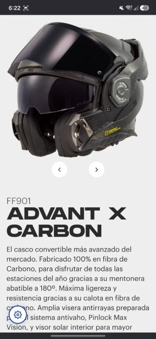 Casco Modular LS2 FF901 Advant X Carbón XL