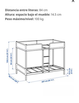 Estructura Litera IKEA Gris Oscuro 90x200