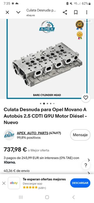 Culata completa 2.5 G9U + piezas sueltas