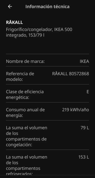 Frigorífico IKEA RAKALL integrado