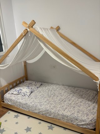 Cama Casita Madera Natural