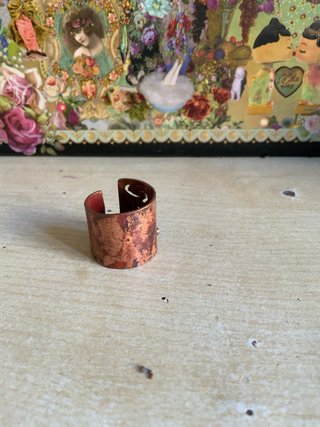Anillo cobre flor con bolita plata