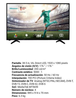 Hisense EN3239H テレビ Televisor Hisense 39 Full HD de Segunda mano por 75 EUR en