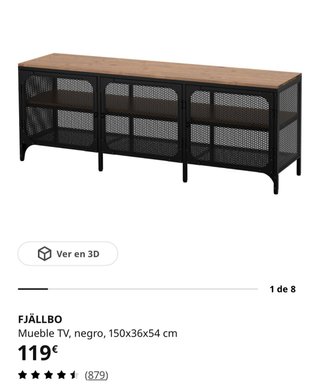 Mueble TV Ikea Fjällbo Negro/Madera