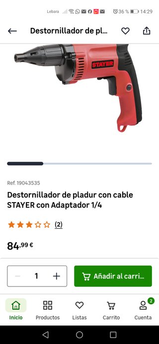 Destornillador Pladur STAYER con Adaptador 1/4