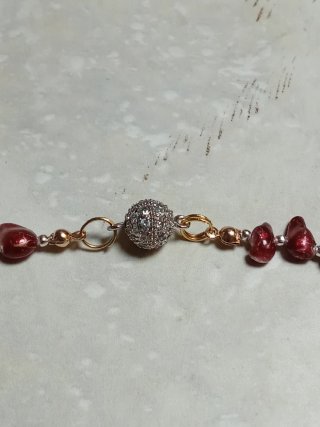 Collar Perlas Barrocas Oro-Burdeos Inusual