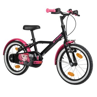Bicicleta niños 16 pulgadas Btwin 500 Spy Hero Girl negra