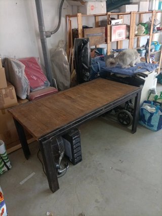 Mesa Industrial comedor Madera y Hierro macizo