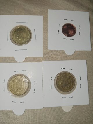 4 Monedas España 1 Peseta y 1 Céntimo 1999 s/c.