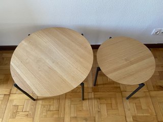 Juego de 2 mesas de centro redondas madera y metal